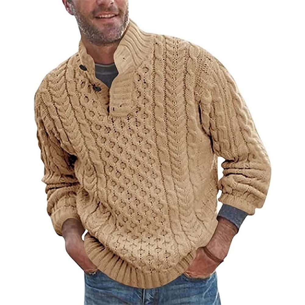 New Mens Cardigan Ribber Button Collar Sweater Multiple Sizes